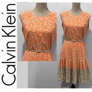 Calvin Klein Orange Fit and Flare Dress  8 medium